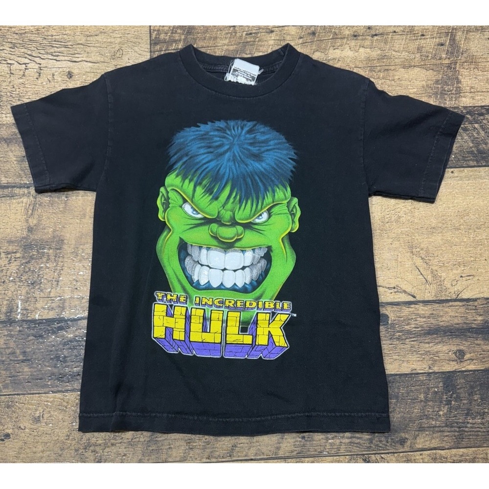 Incredible Hulk Marvel Tshirt Black Kids Small Big Head Comic Vintage